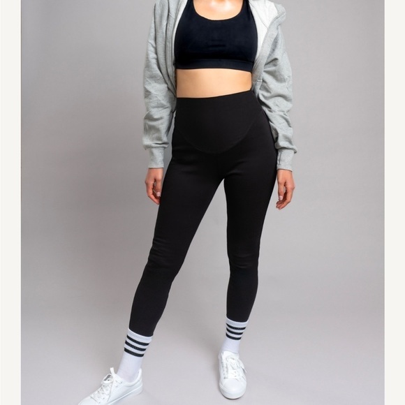 Black High-Waisted Leggings Maternity - Picture 4 of 5